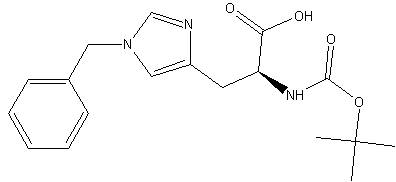 Nα-叔丁氧羰基-Nim-苄基-L-组氨酸结构式