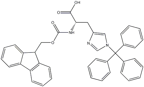 N-芴甲氧羰基-N'-三苯甲基-L-组氨酸结构式