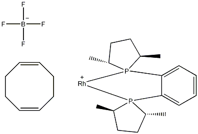 (-)-1,2-二((2R,5R)-2,5-二甲基磷杂唑基)苯(环辛二烯)铑(I)四氟硼酸结构式