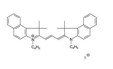 3-丁基-2-[3-(3-丁基-1,3-二氢-1,1-二甲基-2H-苯并[e]吲哚-2-亚基)-丙烯基]-1,1-二甲基-1H-苯并[e]吲哚鎓碘化物结构式