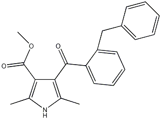 2,5-二甲基-4-[2-(苯基甲基)苯甲酰]-1H-吡咯-3-羧酸甲酯结构式