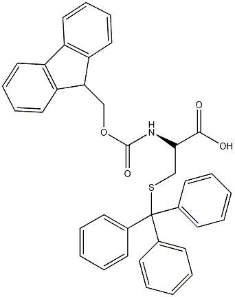 N-alpha-(9-茀甲氧羰基)-S-三苯甲基-D-半胱氨酸结构式