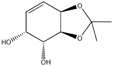 [3aS-(3aα,4α,5α,7aα)]-3a,4,5,7a-四氢-2,2-二甲基-1,3-苯并间二氧杂环戊烯-4,5-二醇结构式
