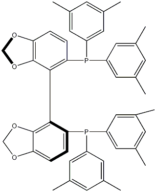 (S)-(-)-5,5'-二[二(3,5-二甲苯基)膦基]-4,4'-联-1,3-苯并二噁唑结构式