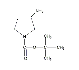 (3R)-(+)-1-(叔丁氧基羰基)-3-氨基吡咯烷结构式