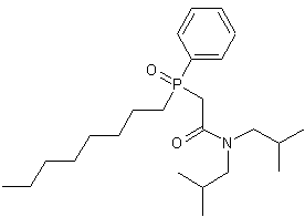 正辛基苯基-N,N-二异丁胺基甲酰基甲基氧化膦结构式