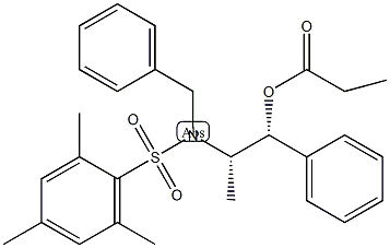 (1R,2S)-2-[N-苄基-N-(甲苯磺酰基)氨基]-1-苯基丙酸丙酯结构式