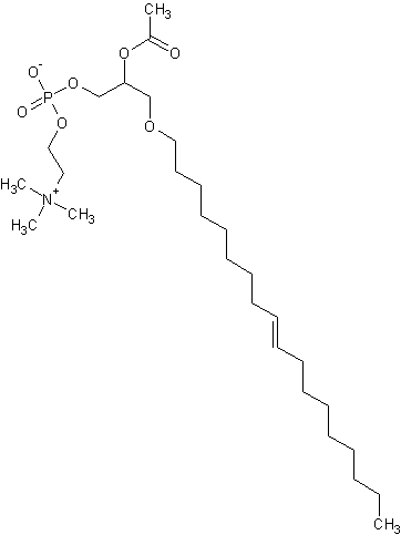 1-O-(cis-9-十八碳烯基)-2-乙酰基-sn-甘油-3-胆碱磷酸结构式