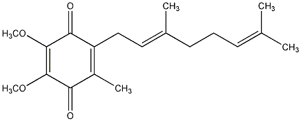 2,3-二甲氧基-5-甲基-香叶基-1,4-苯醌结构式
