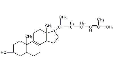5-β-胆甾-8,24-二烯-3-β-醇结构式