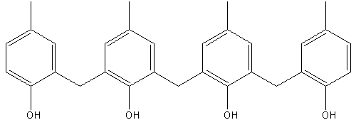 2,2'-亚甲基双(6-[(2-羟基-5-苯甲基)甲基]-4-甲基苯酚结构式