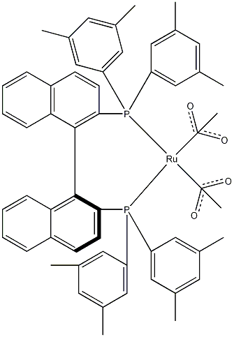 二乙酸根{(S)-(-)-2,2'-二[二(3,5-二甲苯基)膦基]-1,1'-联萘基}钌(II)结构式
