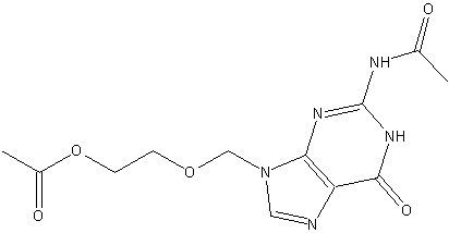 9-[(2-乙酰氧基乙氧基)甲基]-N2-乙酰基鸟嘌呤结构式