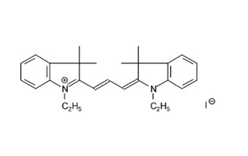 1-乙基-2-[3-(1-乙基-3,3-二甲基-1,3--吲哚-2-亚基)-丙烯基]-3,3-二甲基-3H-吲哚鎓碘化物结构式