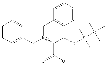 N,N-二苄基-O-(叔丁基二甲基硅烷)-L-丝氨酸甲酯结构式