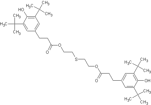 3,5-双(1,1-二甲基乙基)-4-羟基苯丙酸硫代二-2,1-乙二醇酯结构式