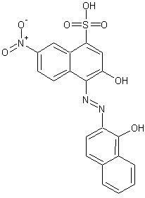 2-羟基-1-(1-羟基-2-萘偶氮)-6-硝基-4-萘磺酸结构式