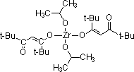 二异丙氧化锆双(2,2,6,6-四甲基-3,5-庚二酮酸)结构式