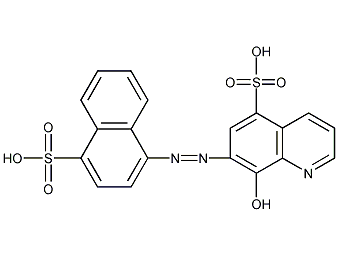 8-羟基-7-((4-磺酸基-1-萘)偶氮)喹啉-5-磺酸结构式