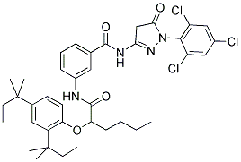 3-[[2-[2,4-二二苯氧基]-1-己酰氨基]-N-[4,5-二氢-5-氧代-1-(2,4,6-三-1H-吡唑-3-基]苯甲酰胺结构式