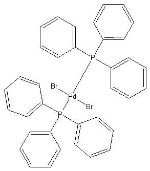 反式双(三苯基膦)二氯溴钯(II)结构式