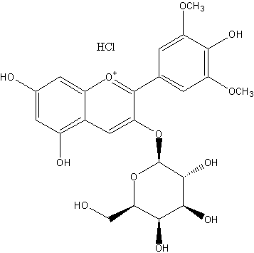 氯化锦葵色素-3-半乳糖苷结构式