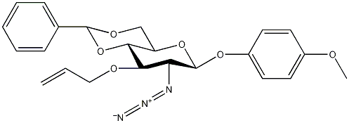 4-甲氧苯基3-O-烯丙基-2-三氮基-4,6-O-苯亚甲基-2-脱氧-β-D-吡喃葡萄糖苷结构式