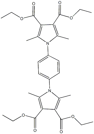 1,1'-(1,4-亚苯基)二(2,5-二甲基-1H-吡咯-3,4-二羧酸)四乙酯结构式