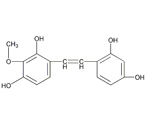4-[(E)-2-(3,5-二羟基苯基)乙烯基]-2-甲氧基苯-1,3-二醇结构式