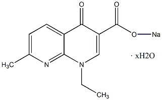1,4-二氢-1-乙基-7-甲基-4-羰基-1,8-二氮杂萘-3-羧酸钠盐结构式