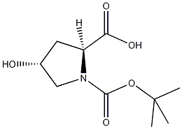 N-叔丁氧羰基-4-羟基-L-脯氨酸结构式