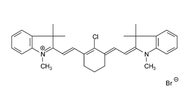2-[2-[2-氯-3-[2-(1,3-二氢-1,3,3-三甲基-2H-吲哚-2-亚基)-亚乙基]-1-环己烯-1-基]-乙烯基]- 1,3,3-三甲基-3H-吲哚鎓溴化物结构式