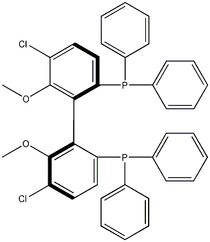 (S)-(-)-5,5'-二氯-6,6'-二甲氧基-2,2'-双(二苯基磷酸)-1,1'-联苯基结构式