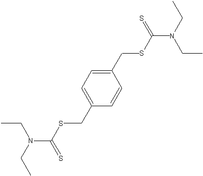 p-亚二甲苯双(N,N-二乙基二硫代氨基甲酸盐)结构式