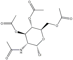 2-乙酰胺基-2-脱氧-3,4,6-三乙酰-α-D-氯代吡喃葡糖结构式