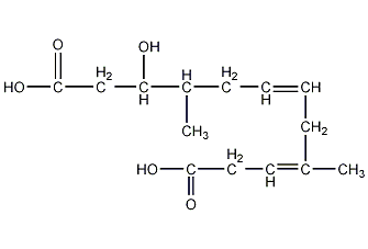 (6E,9E)-3-羟基-4,9-二甲基-6,9-十二碳-二烯二酸结构式