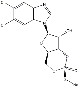 5,6-二氯-1-β-D-呋喃并核糖基苯并咪唑-3',5'-环单硫代磷酸结构式