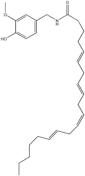 N-[(4-羟基-3-甲氧基苯基)甲基]-5Z,8Z,11Z,14Z-二十碳烷四氨基结构式