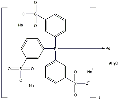 三(3,3',3''-次膦基三(苯磺酸基)钯(0)九钠盐九水结构式