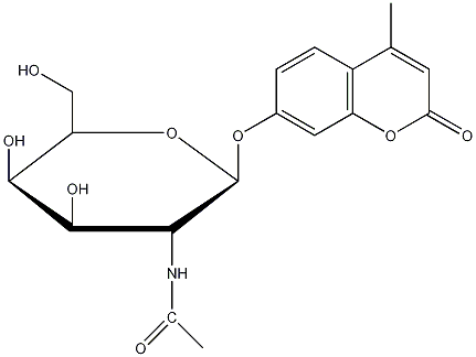 4-甲基伞形酮-2-乙酰氨基-2-脱氧-β-D-吡喃半乳糖苷结构式