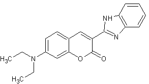 3-(2-苯并咪唑基)-7-(二乙氨基)香豆素结构式