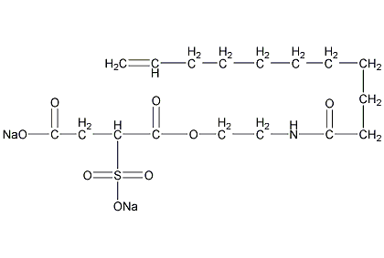 十一烯基单乙醇酰胺琥珀酸酯磺酸钠结构式