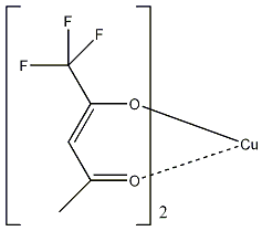 二(三氟-2,4-戊烷戊二酮)铜(II)结构式