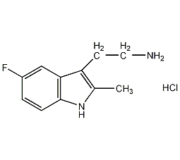 2-(5-氟-2-甲基吲哚-3-基)乙胺盐酸盐结构式