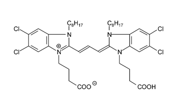 3-(3-Carboxy-propyl)-2-[3-[3-(3-carboxy-propyl)-5,6-dichloro-1-octyl-1,3-dihydro- benzimidazol-2-ylidene]-propenyl]-5,6-dichloro-1-octyl-3H-benzimidazolium hydroxide, inner salt