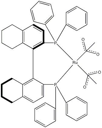 二乙酸根[(R)-(+)-2,2'-二(二苯基膦基)-5,5',6,6',7,7',8,8'-八氢-1,1'-联萘基]钌(II)结构式