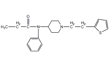 1- [2-(2-噻吩基)乙基]-4-(N-丙酰苯胺)哌啶结构式