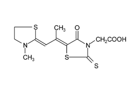 [5-[1-甲基-2-(3-甲基-噻唑-2-亚基)-亚乙基]-4-羰基-2-硫代-噻唑-3-基]乙酸结构式