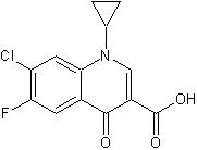 7-氯-1-环丙基-6-氟-1,4-二氢-4-样-3-喹啉羧酸结构式
