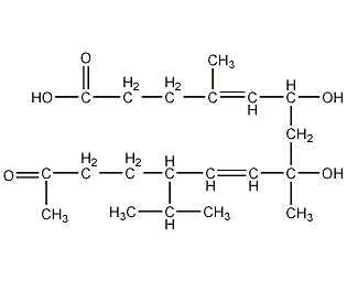 6,8-二羟基-11-异丙基-4,8-二甲基-14-氧代-4,9-十五碳二烯酸结构式